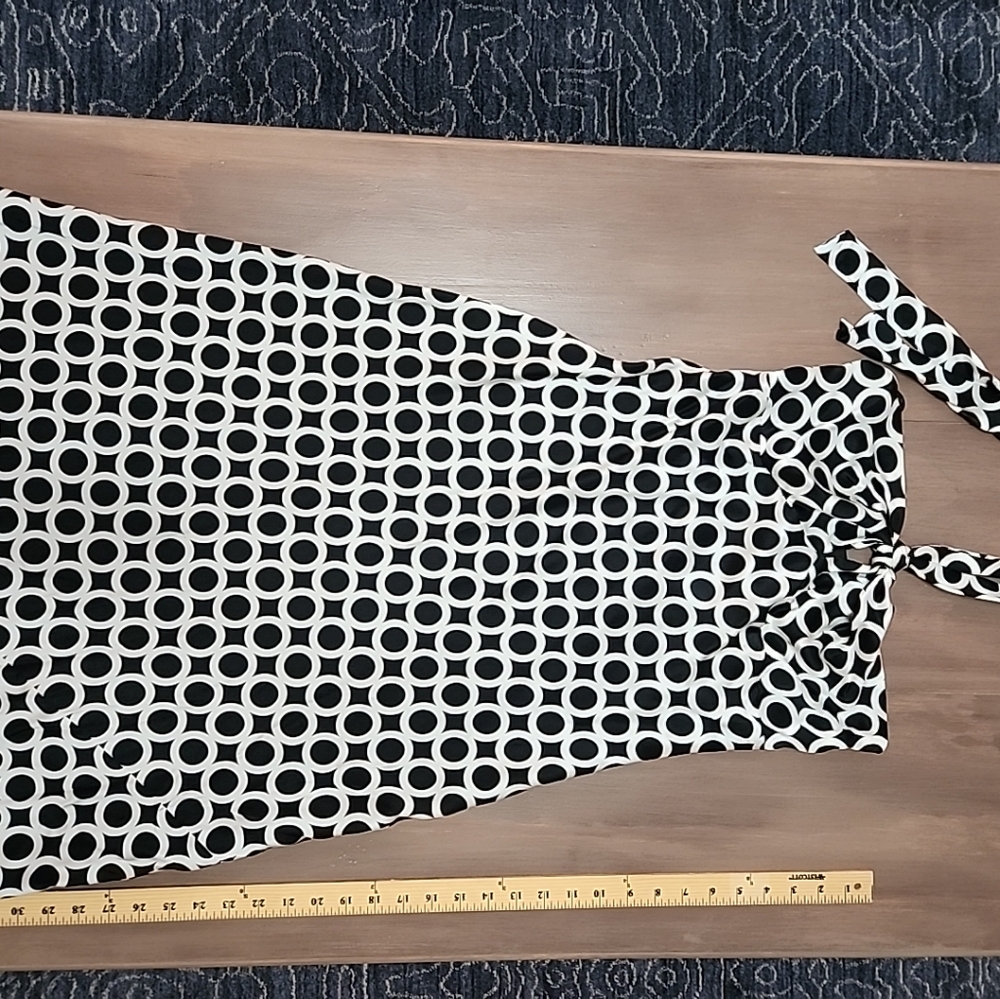 Laundry Shelli Segal Silk Halter Dress Black White Geometric 90s Y2K Size 10 NWT - Picture 8 of 12